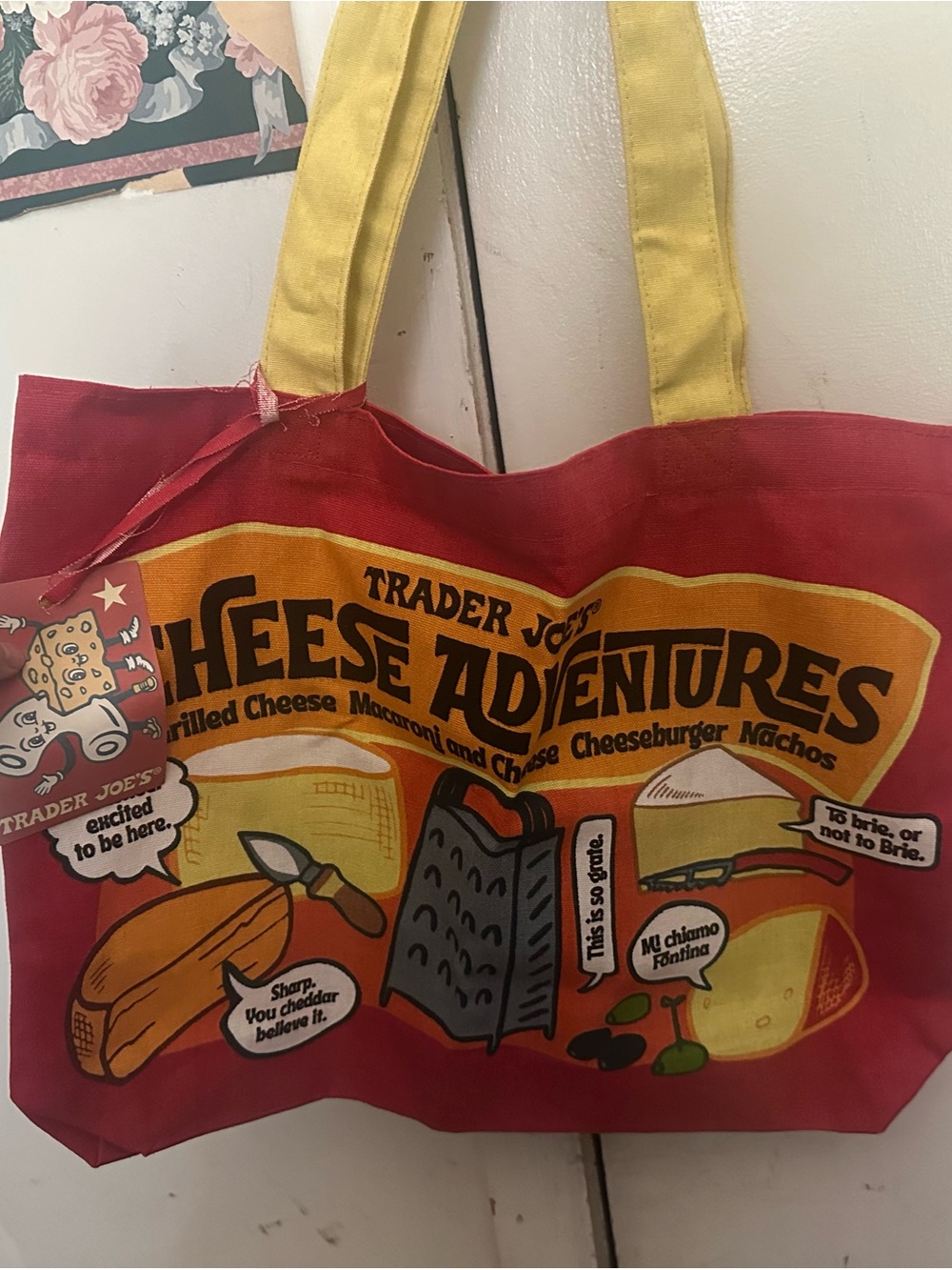 Trader Joe's Cheese Adventures Red Canvas Shoulder Bag